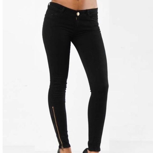 Current/Elliott The Cropped Legging w/ Long Inseam Zip in Jet Black Overdye 25 - Picture 1 of 12